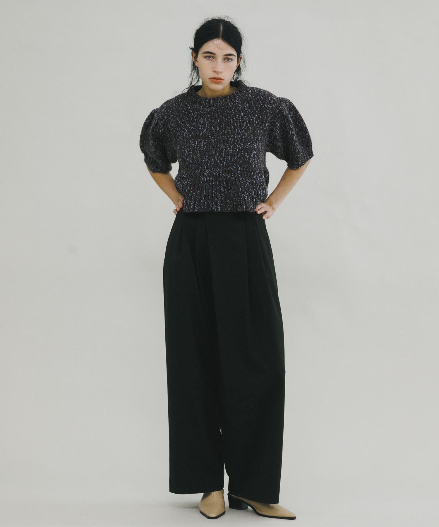 LAATO「wrap wide tack pants」|その他|ダークブラウン