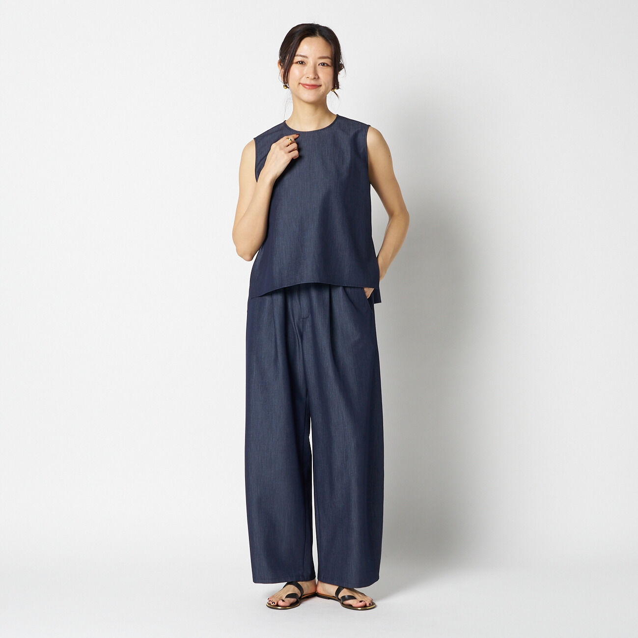 HELIOPOLE「HELIOPOLE DENIM SLEEVELESS BLOUSE」|シャツ・ブラウス|