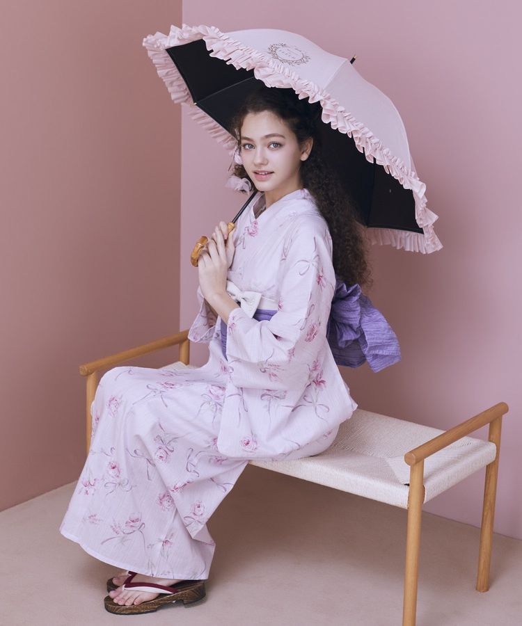 Maison de FLEUR「【晴雨兼用/UVカット率100％生地使用/UPF50+】遮光&UV CUT フリル傘」|傘|