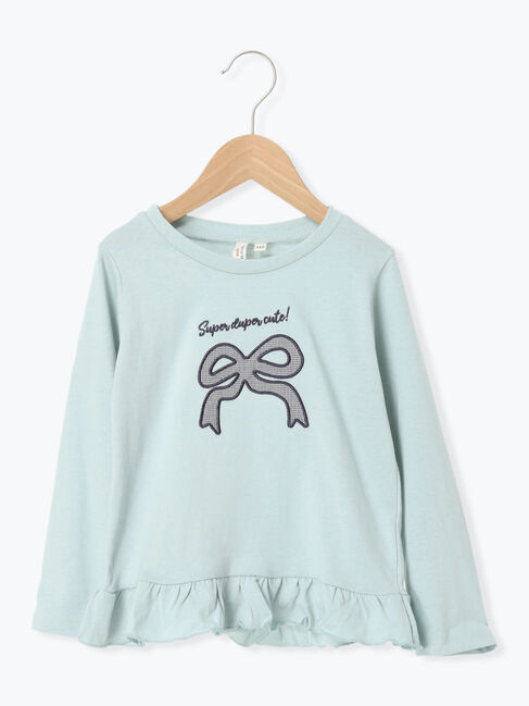 Samansa Mos2 Lagom「リボンアップリケロンT」|Tシャツ・カットソー|ミント