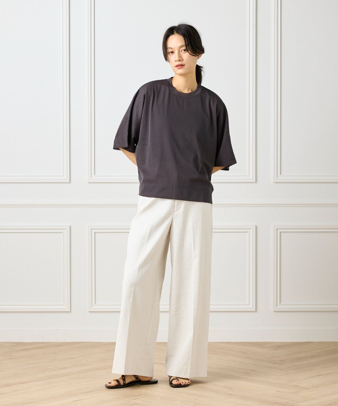 INED「《大きいサイズ》シアーオーバーサイズカットソー」|Tシャツ・カットソー|