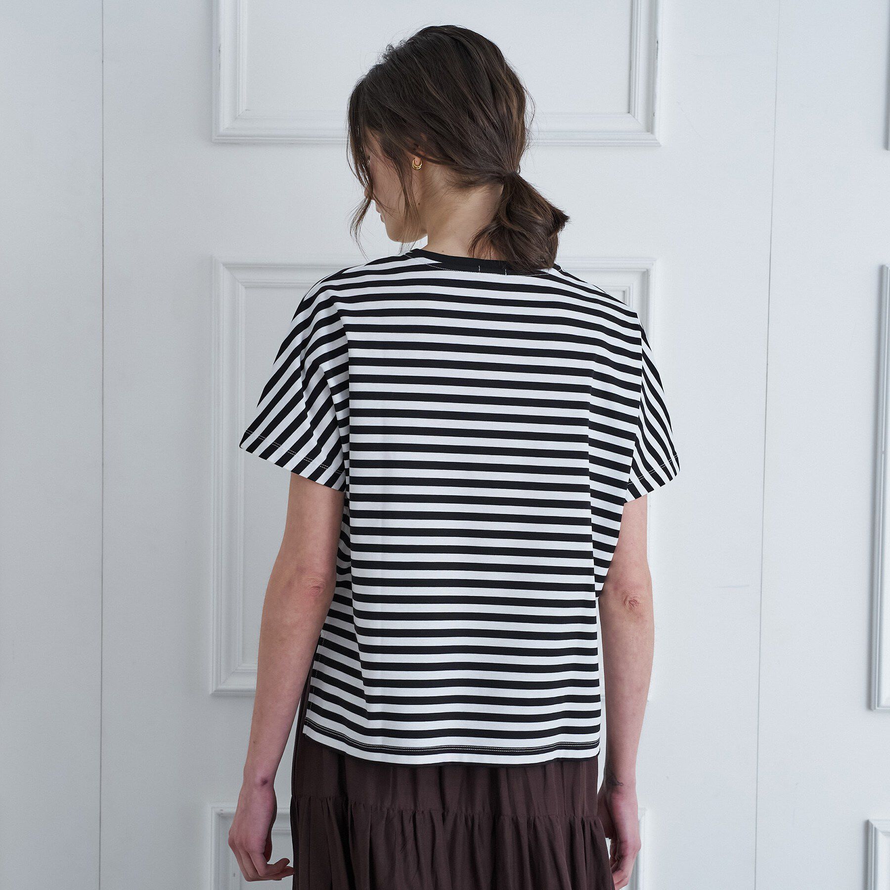 DRESSTERIOR「【接触冷感／抗菌防臭／消臭】アイスクリアコットンドルマンスリーブボーダーTシャツ」|Tシャツ・カットソー|