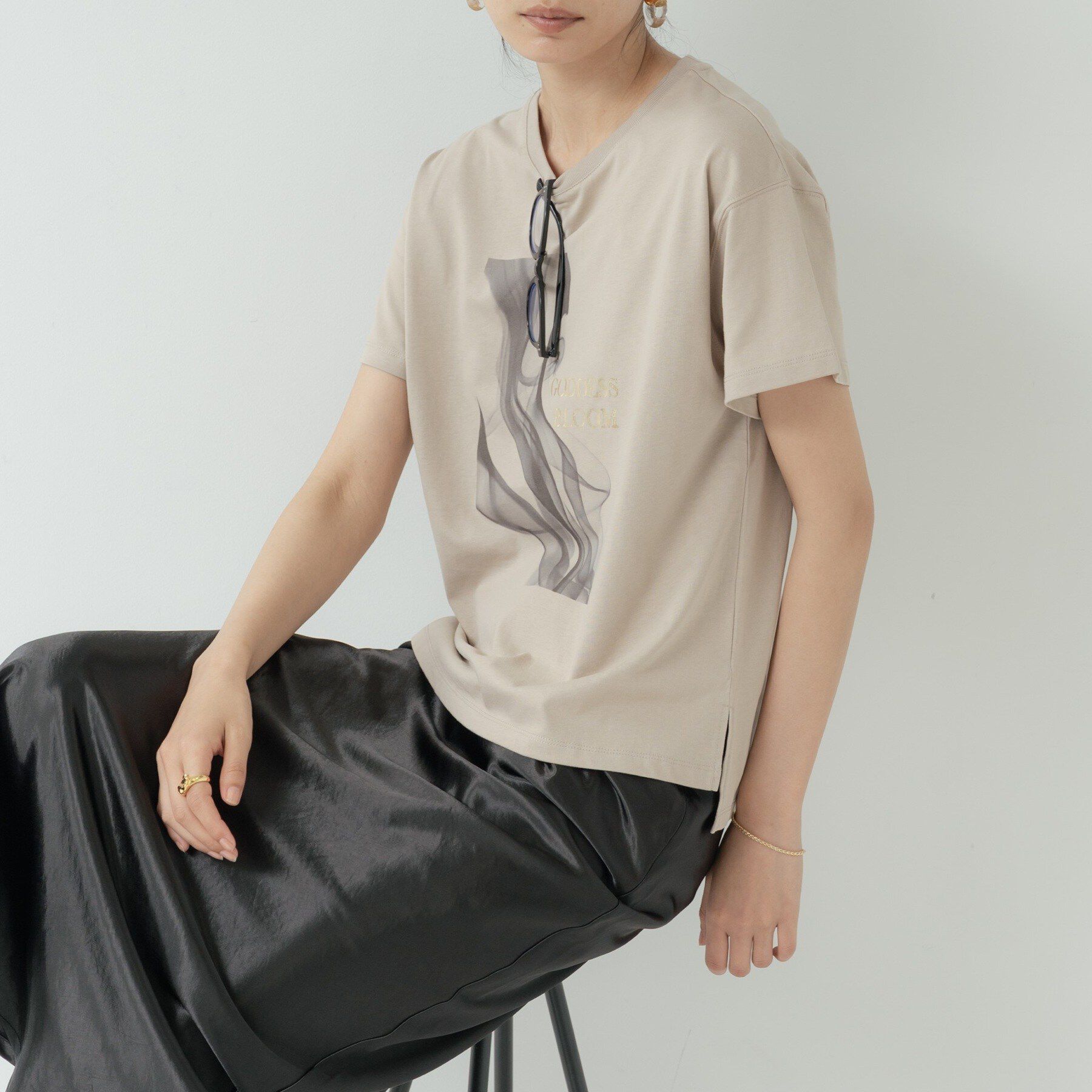 GALLEST「箔ロゴプリントTシャツ」|Tシャツ・カットソー|ベージュ(152)