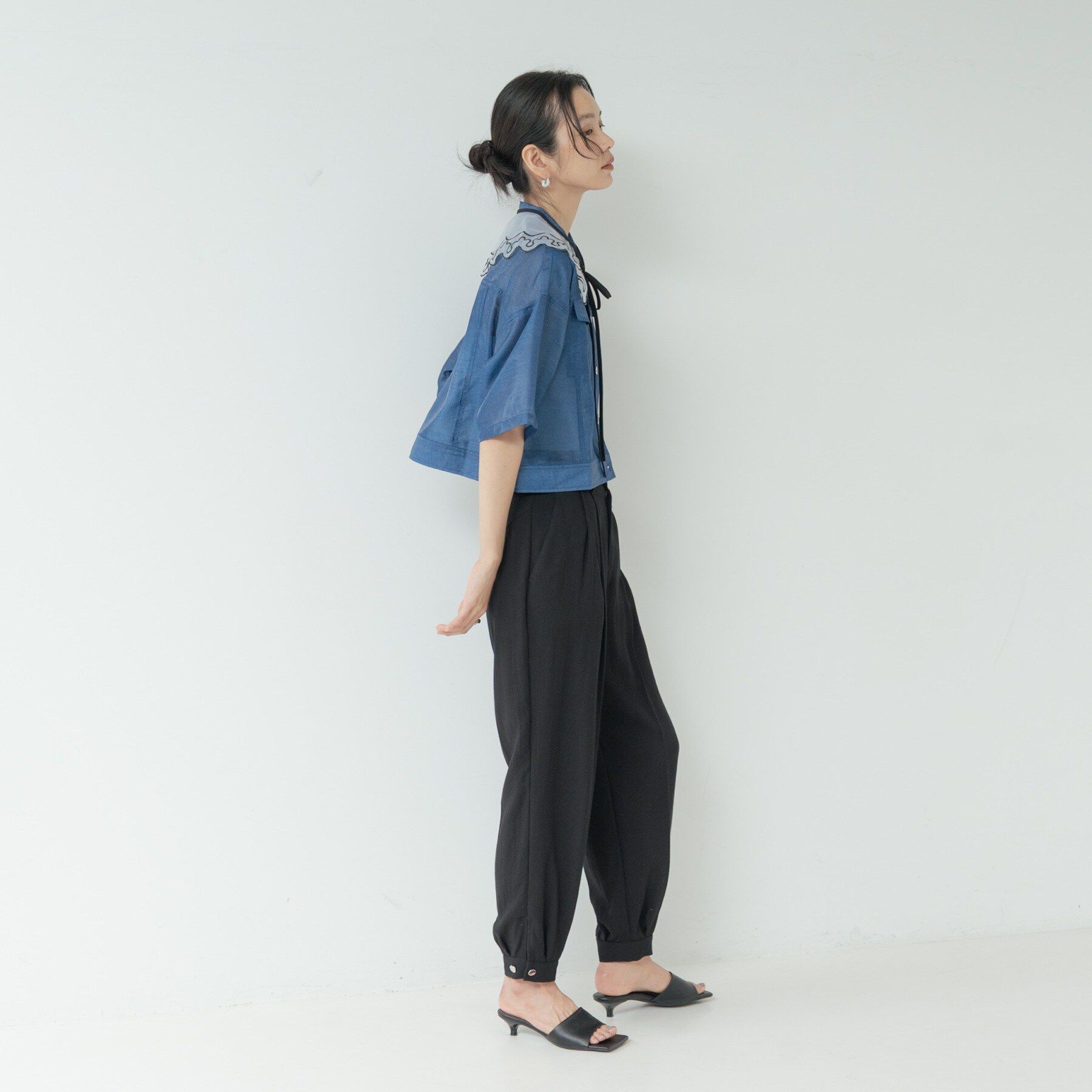 GALLEST「デニムプリントシアーシャツ【接触冷感】」|シャツ・ブラウス|
