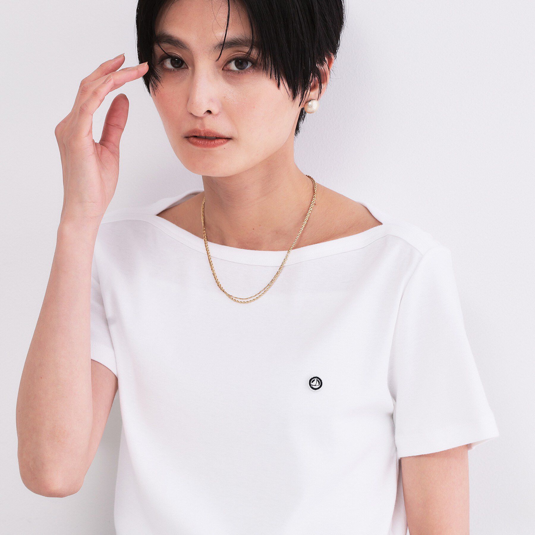 OPAQUE.CLIP「【PETIT BATERU／プチバトー】ボートネック半袖Tシャツ」|Tシャツ・カットソー|ホワイト(001)