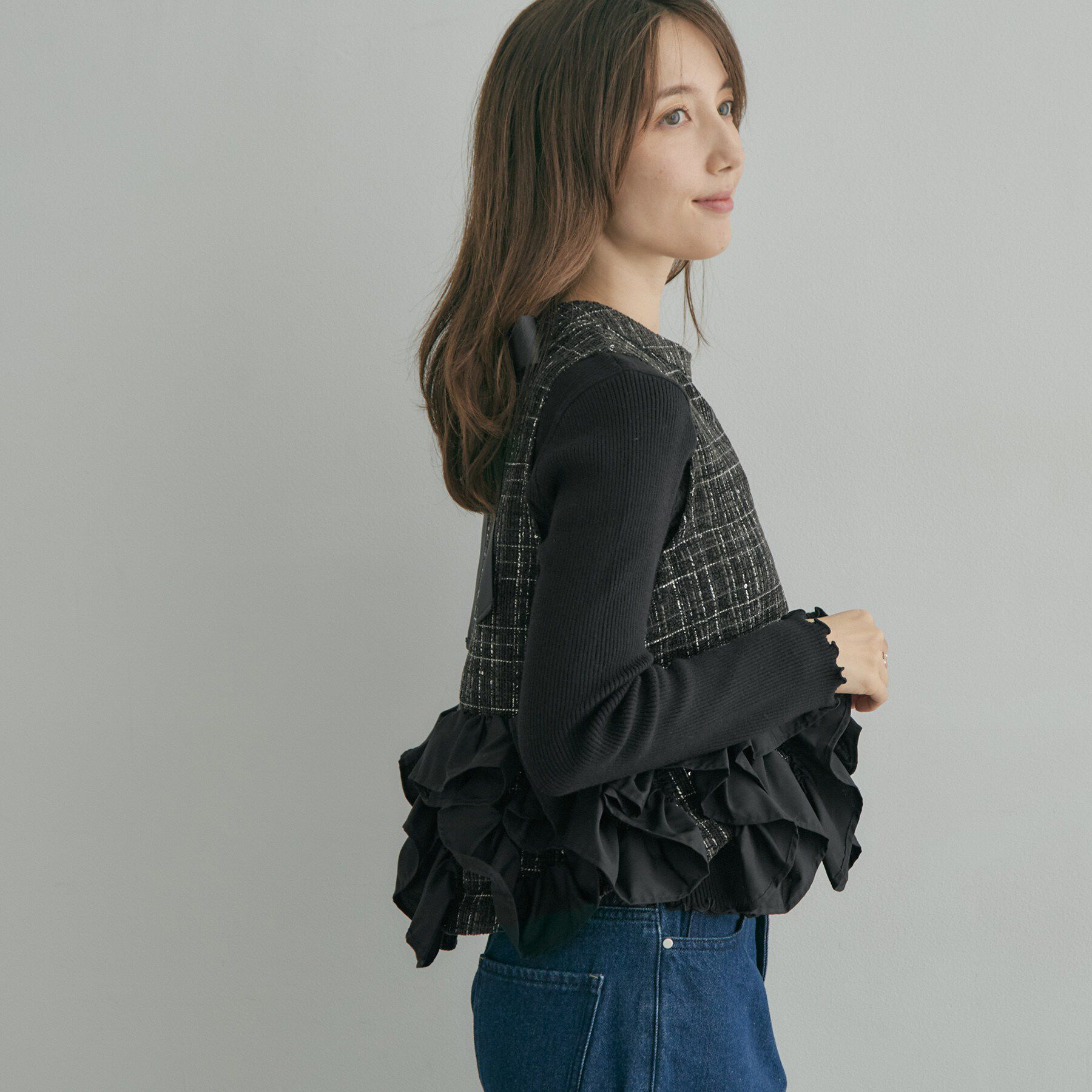 Couture broach「バックリボンツイードブラウス」|シャツ・ブラウス|