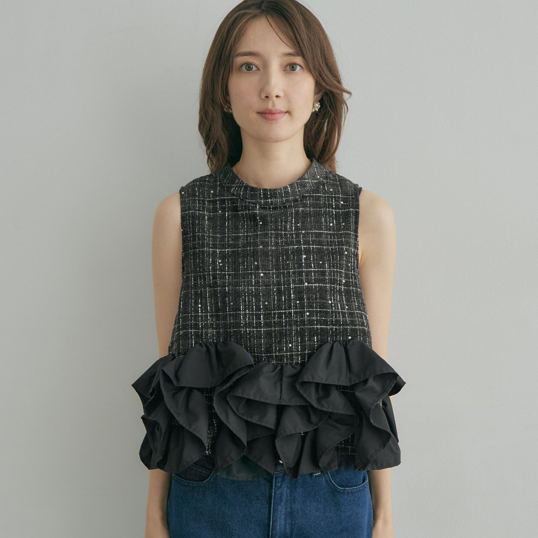 Couture broach「バックリボンツイードブラウス」|シャツ・ブラウス|