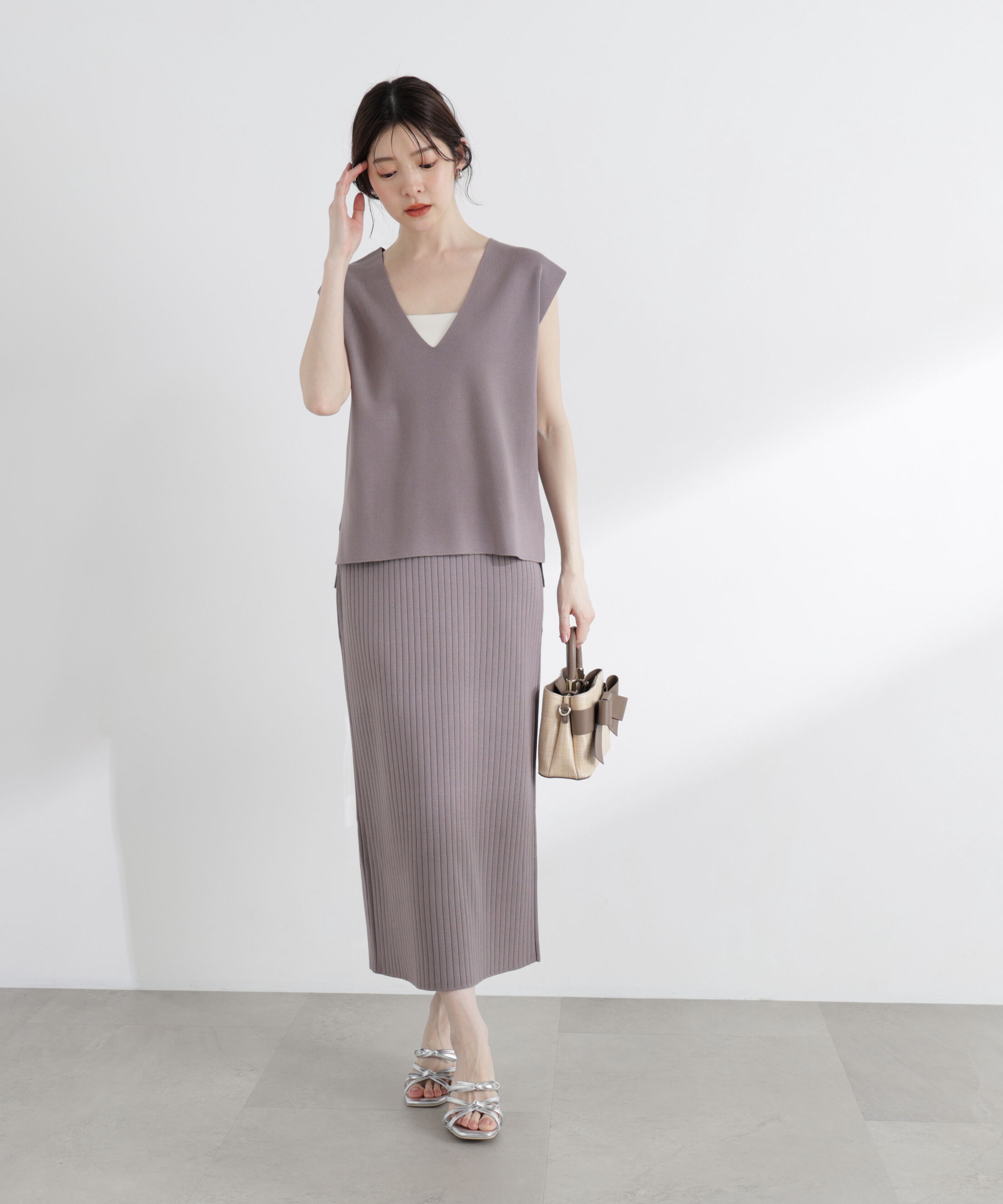 PROPORTION BODY DRESSING「ナローニットSETUP 25AW」|ワンピース|チャコール2