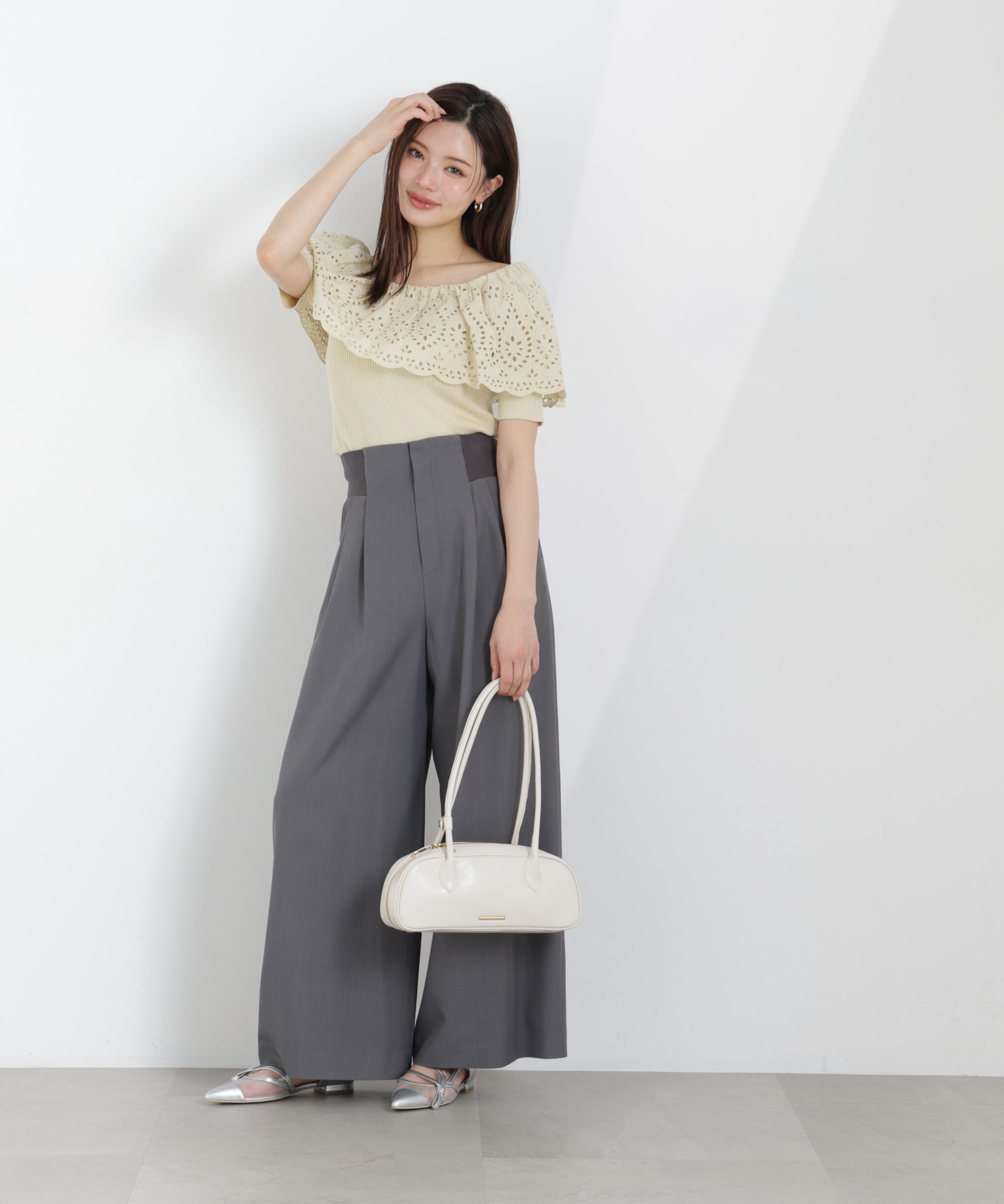 PROPORTION BODY DRESSING「スカラップレースオフショルニット　26SS」|ニット・セーター|