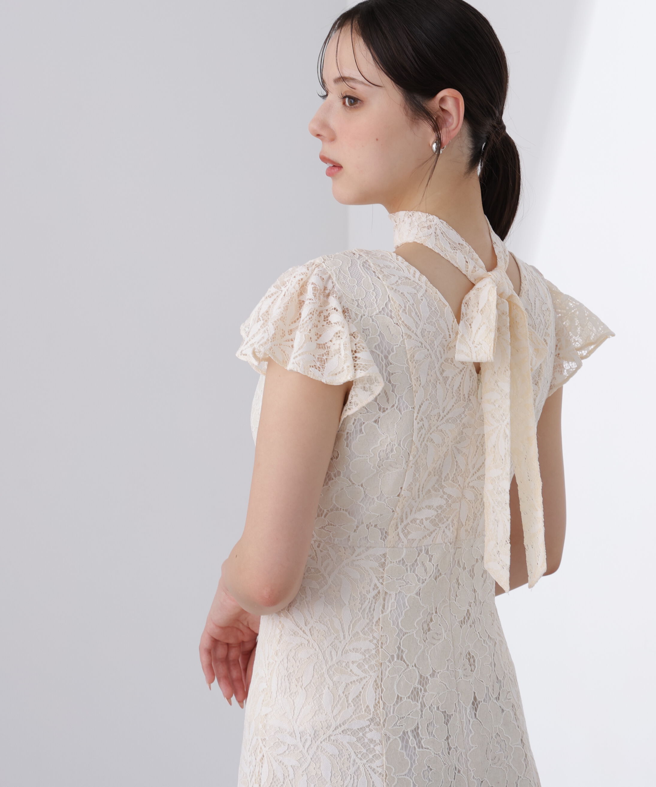PROPORTION BODY DRESSING「〈Lou Lou fee（ルルーフェ）〉タイ付きレースワンピース」|ワンピース|