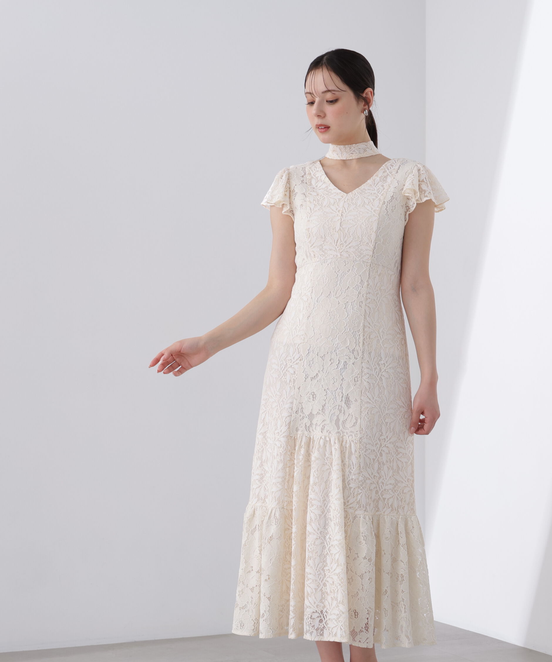 PROPORTION BODY DRESSING「〈Lou Lou fee（ルルーフェ）〉タイ付きレースワンピース」|ワンピース|
