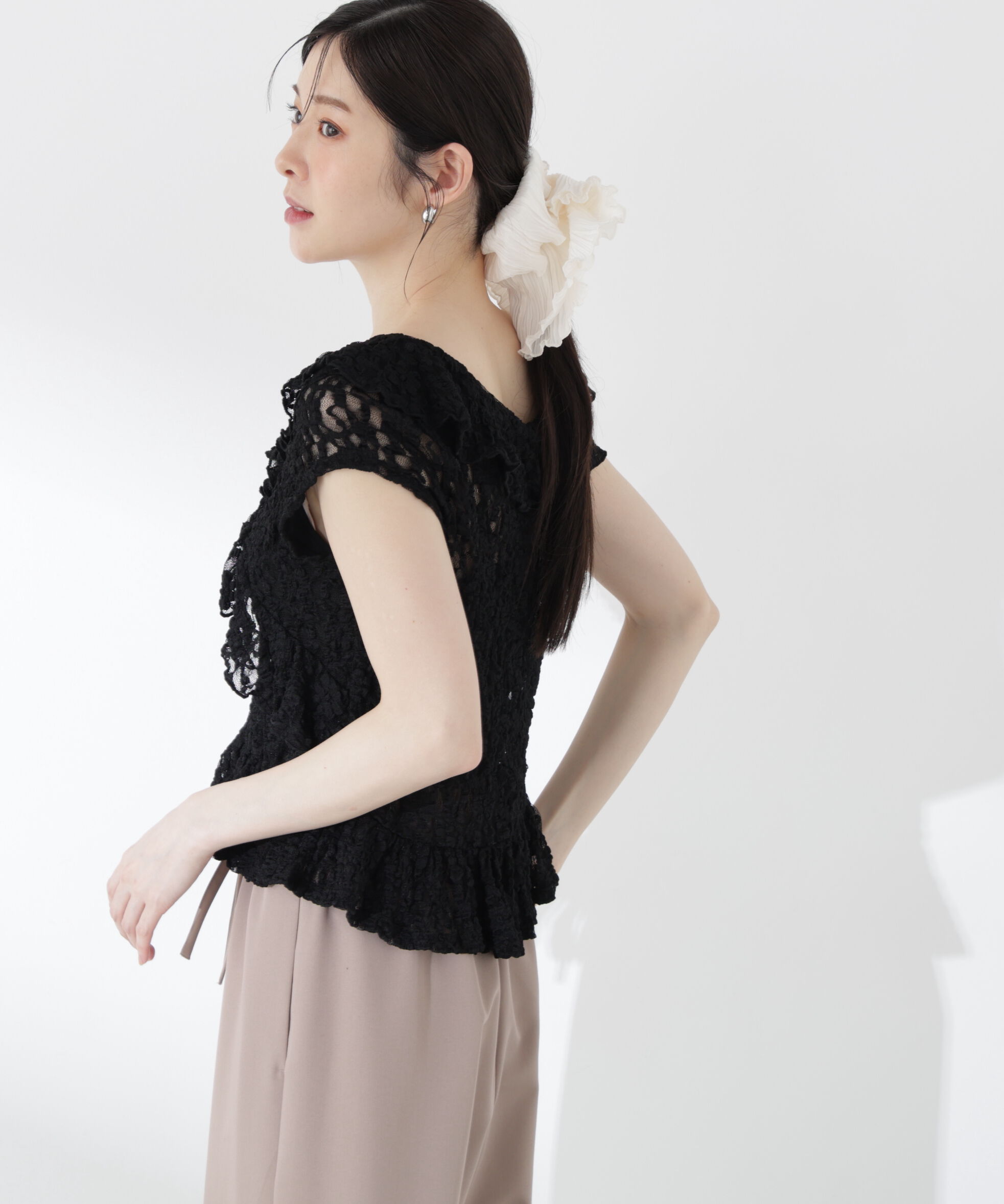 PROPORTION BODY DRESSING「ラッフルカットレーストップス」|Tシャツ・カットソー|