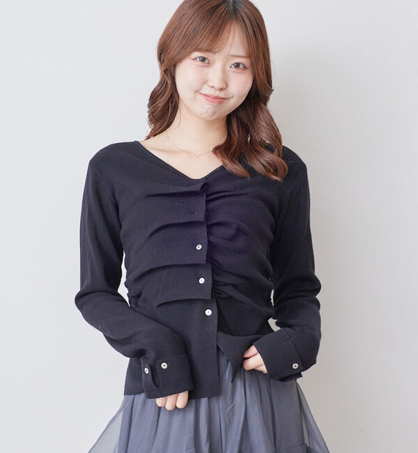 archives「【ＯＮかわ】タックボタンニットプルオーバー」|ニット・セーター|BLACK