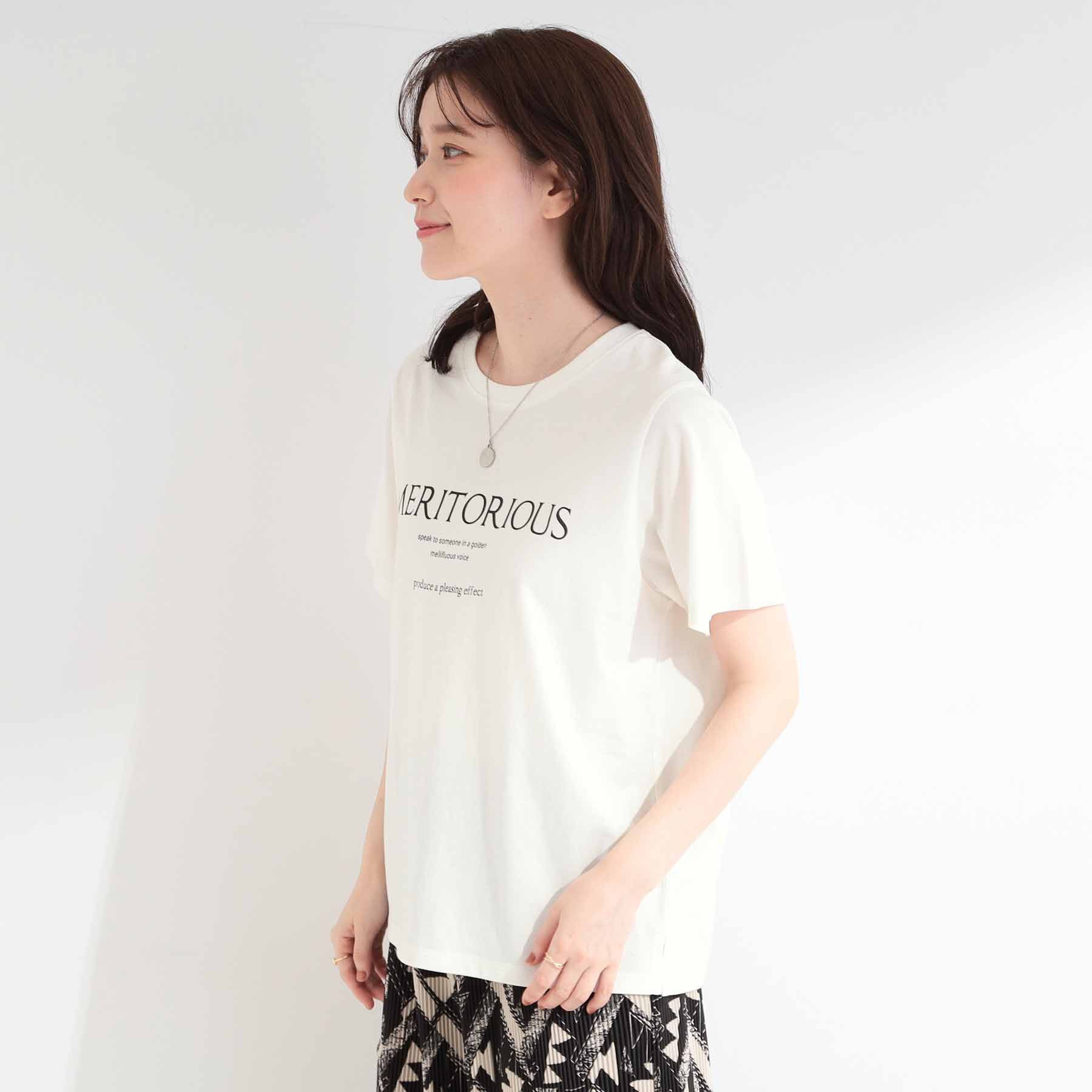 SHOO･LA･RUE「【S-LL/洗濯機可】大人のベーシックカラープリントTシャツ」|Tシャツ・カットソー|