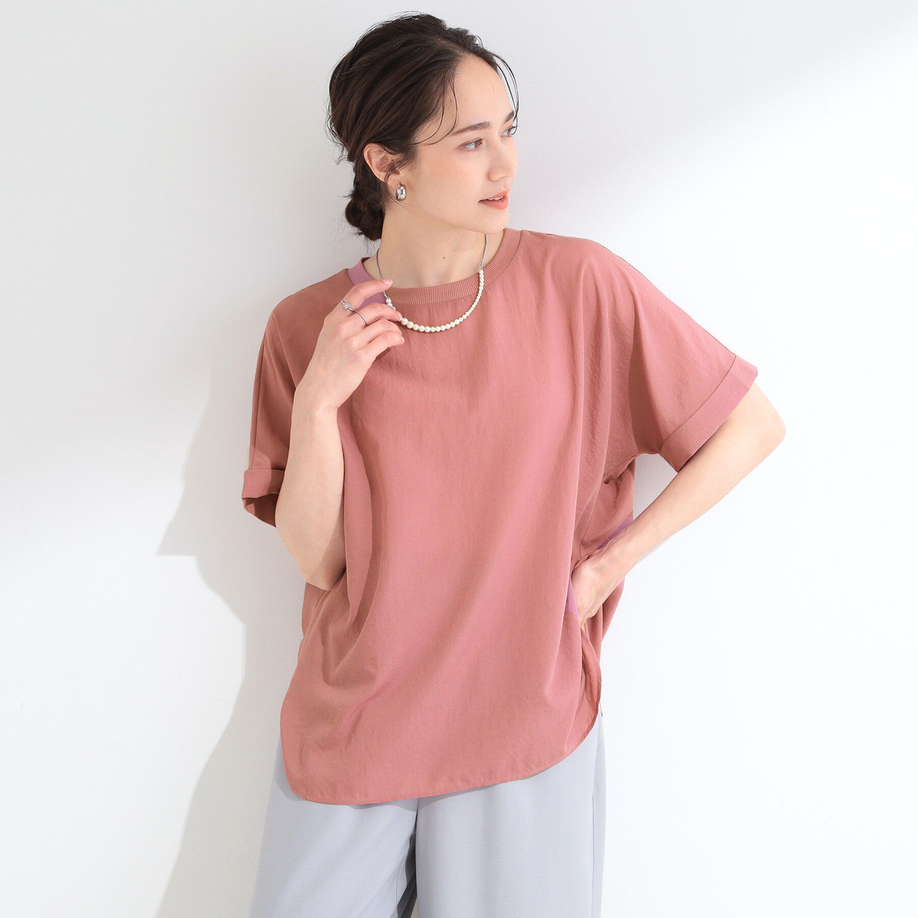 SHOO･LA･RUE「【着丈選べる/体型カバー】洗濯後しわになりにくい さらっと快適ドルマントップス」|シャツ・ブラウス|