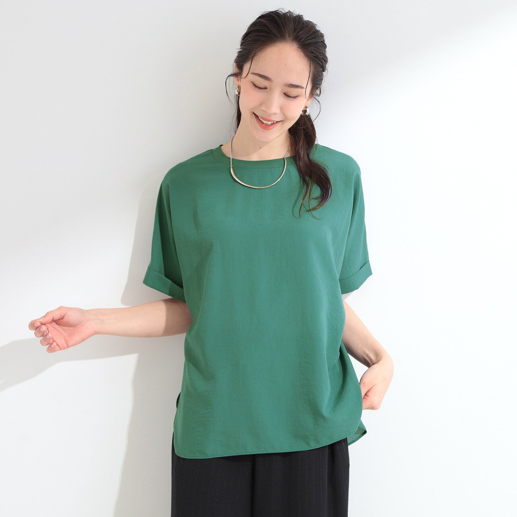 SHOO･LA･RUE「【着丈選べる/体型カバー】洗濯後しわになりにくい さらっと快適ドルマントップス」|シャツ・ブラウス|