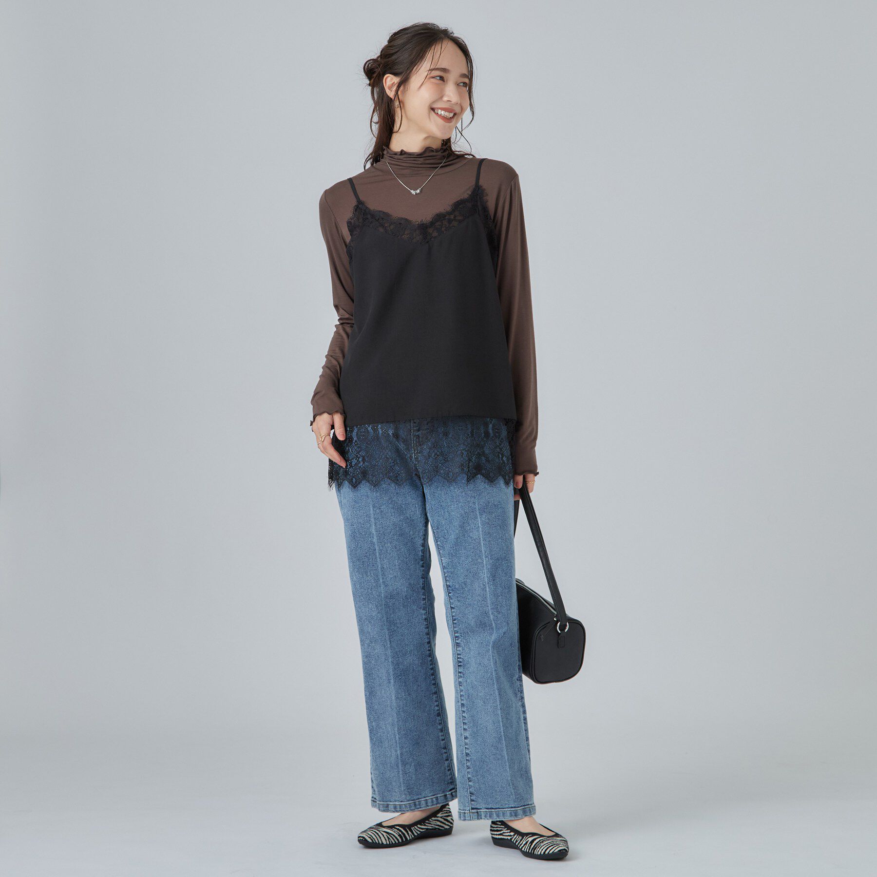SHOO･LA･RUE「【洗濯機可/S-LL】体型カバーしながらこなれ見え レース付きキャミソール」|Tシャツ・カットソー|