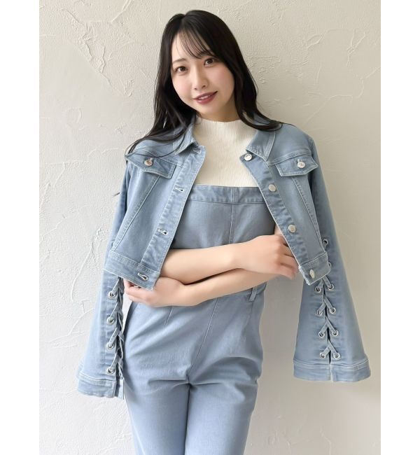 dazzlin「スリムデニムベアロンパース」|ワンピース|