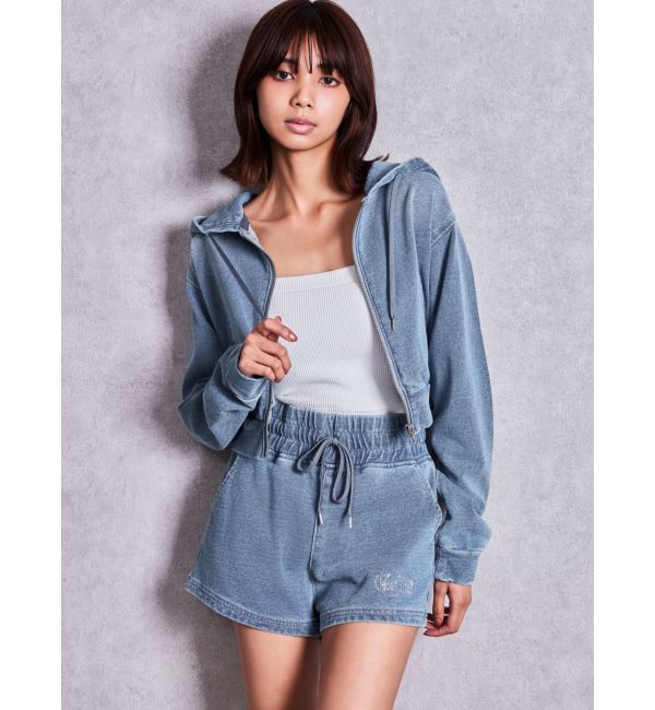 GYDA「ラインストーンGYDAカットデニムショートパンツ」|その他|