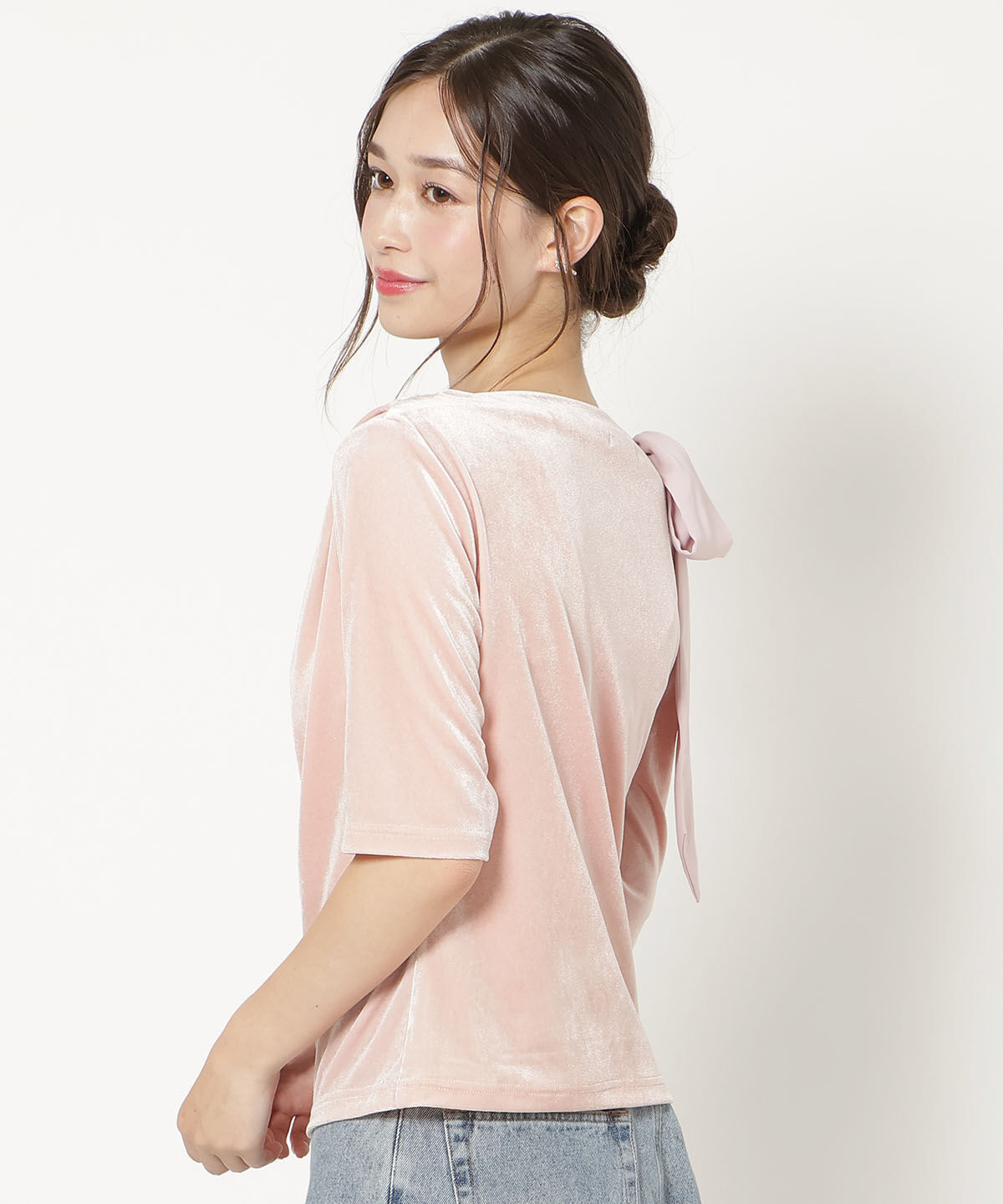 WILLSELECTION「ショルダーリボンベロアトップス」|Tシャツ・カットソー|