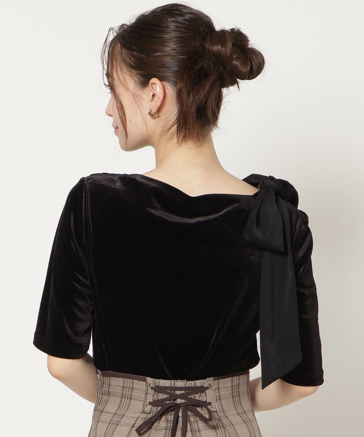WILLSELECTION「ショルダーリボンベロアトップス」|Tシャツ・カットソー|