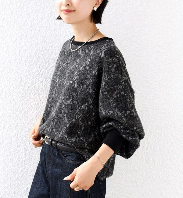 SHIPS for women「《一部予約》【WEB限定】フラワー レース ニードルパンチ ロング スリーブ プルオーバー」|スウェット・ジャージ|