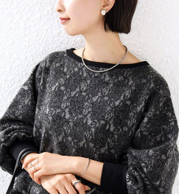 SHIPS for women「《一部予約》【WEB限定】フラワー レース ニードルパンチ ロング スリーブ プルオーバー」|スウェット・ジャージ|