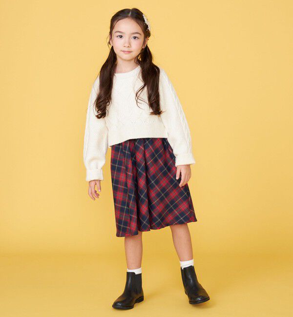 SHIPS KIDS「100～130cm/〈洗濯機可能〉 ケーブルニット ドッキング ワンピース」|ワンピース|
