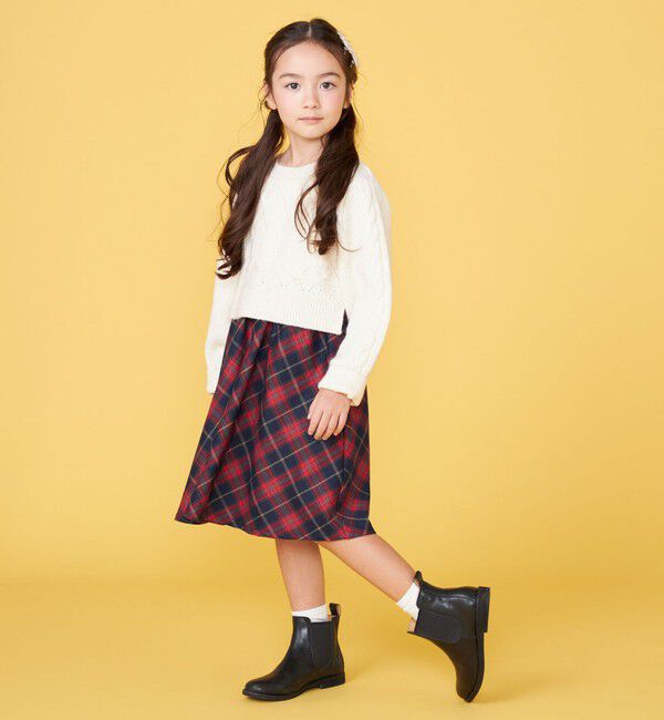 SHIPS KIDS「100～130cm/〈洗濯機可能〉 ケーブルニット ドッキング ワンピース」|ワンピース|