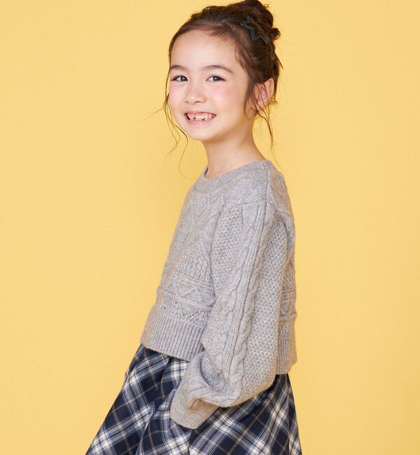 SHIPS KIDS「100～130cm/〈洗濯機可能〉 ケーブルニット ドッキング ワンピース」|ワンピース|
