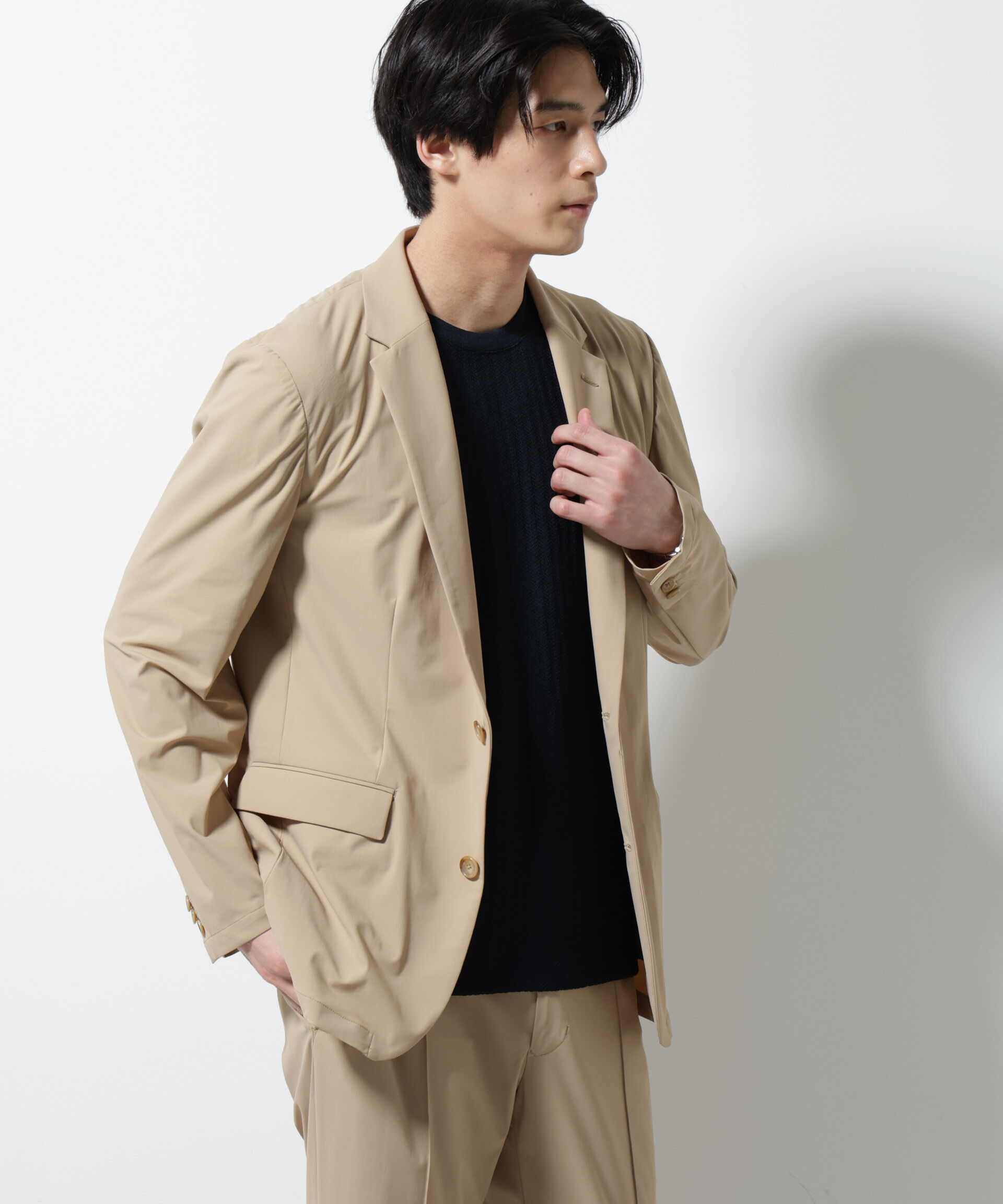 NANO universe「｢N JACKET PREMIUM｣ｸｰﾙﾀｯﾁ4WAYｽﾄﾚｯﾁｼﾞｬｹｯﾄ撥水(ｾｯﾄｱｯ 」|スーツ|