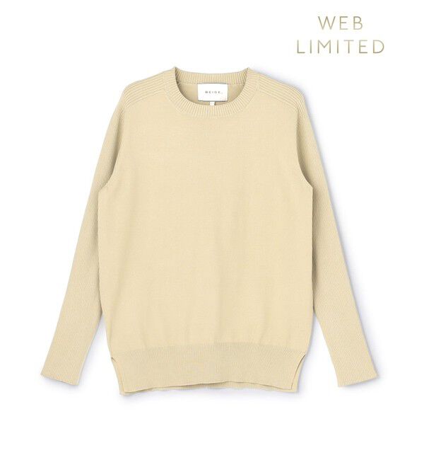BEIGE,「【WEB限定】WILLOW / ストレッチクルーネックリブニット」|ニット・セーター|