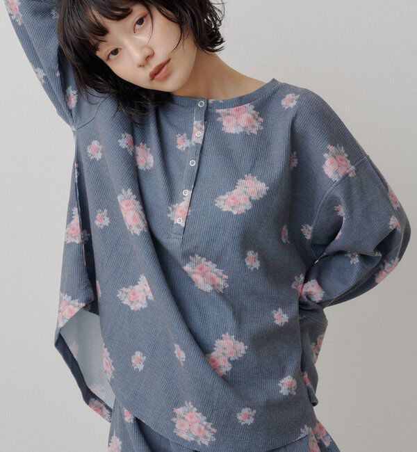  「フラワーワッフルヘンリートップス」|Tシャツ・カットソー|ブルーその他1