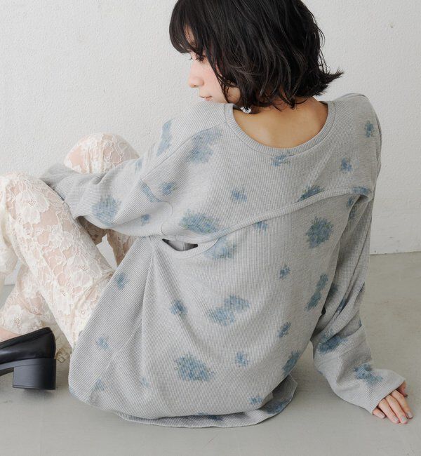  「フラワーワッフルヘンリートップス」|Tシャツ・カットソー|