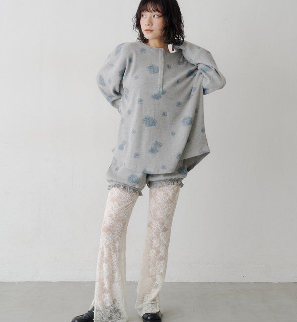  「フラワーワッフルヘンリートップス」|Tシャツ・カットソー|