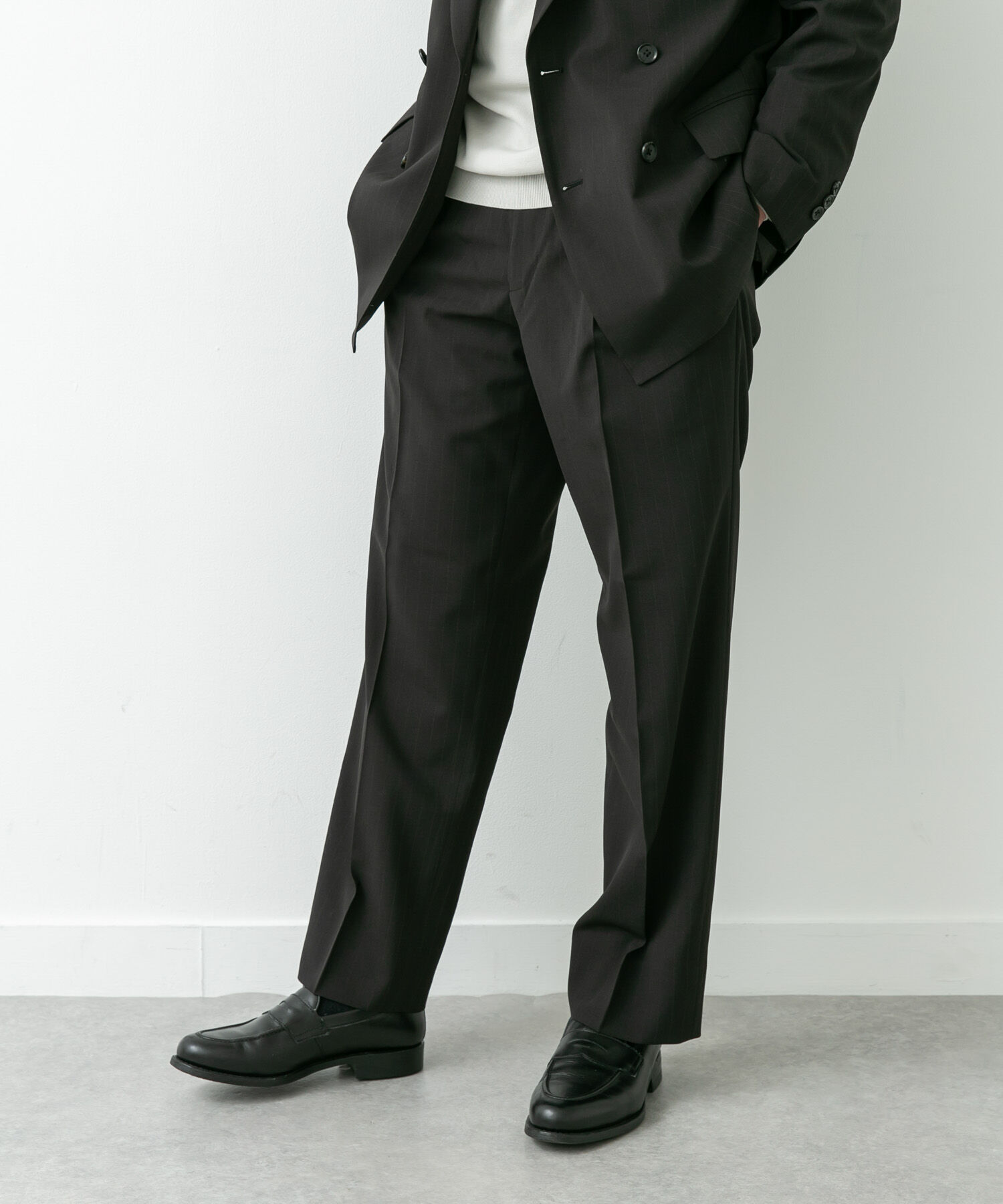 URBAN RESEARCH DOORS「LIFE STYLE TAILOR　TRABESTストライプ2タックパンツ」|スラックス|