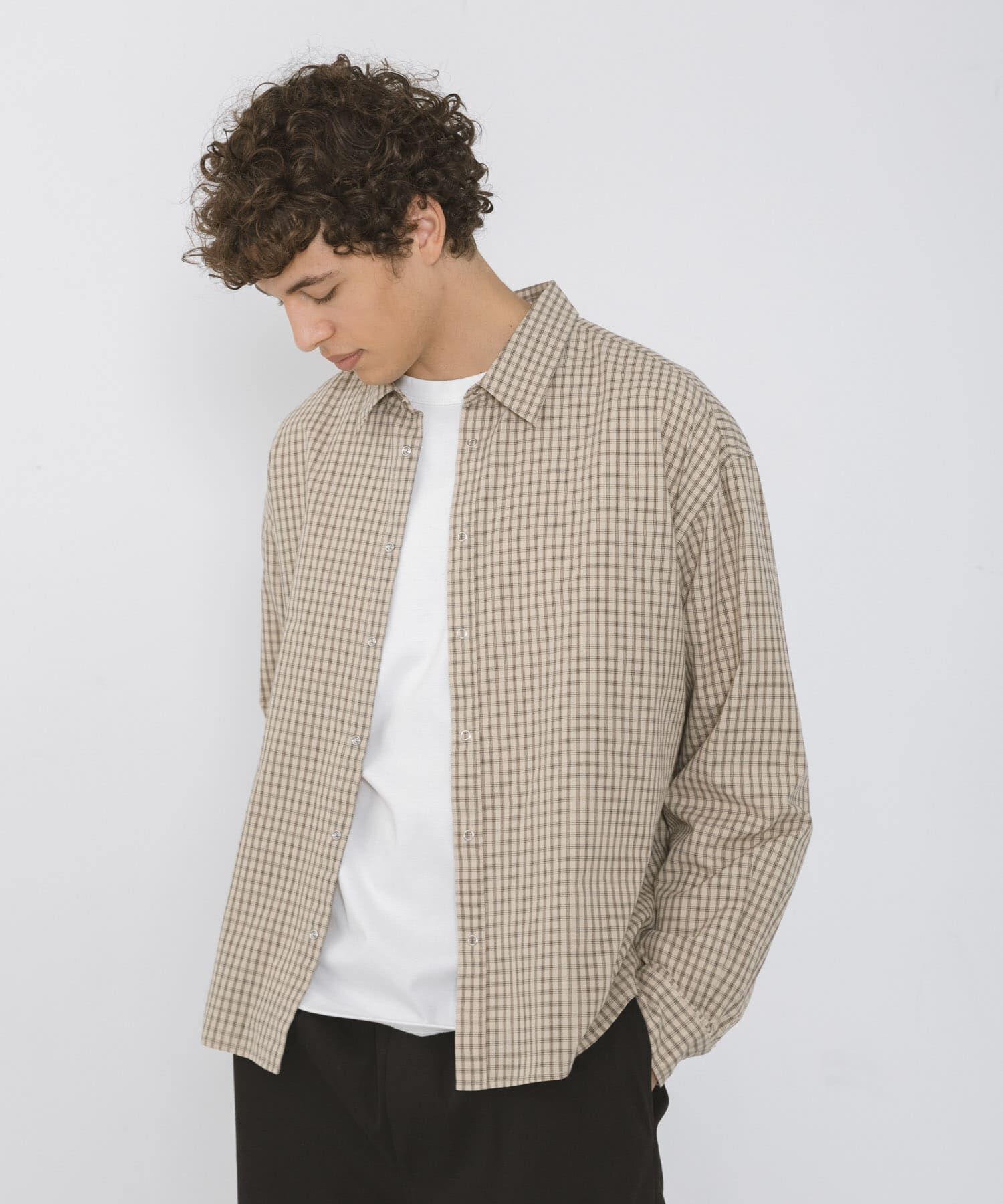 Sonny Label 「サンドウォッシュチェックレギュラーシャツ」|シャツ・ブラウス|ベージュ系その他