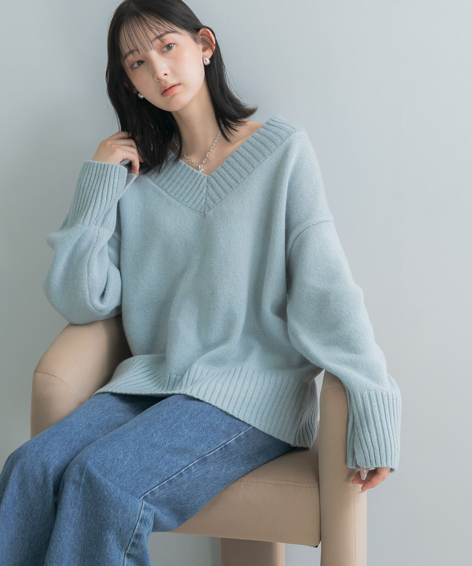 URBAN RESEARCH ROSSO「『WEB/一部店舗限定』エクストラファインＶネックニット」|ニット・セーター|