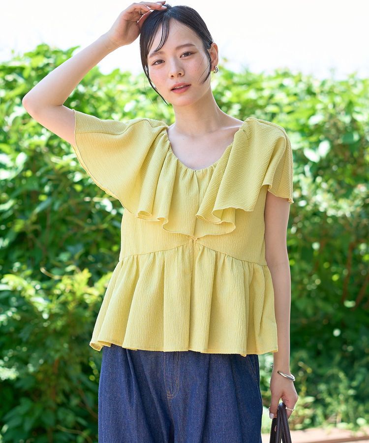 earth music&ecology「ラッフルカラーペプラムカットブラウス」|シャツ・ブラウス|
