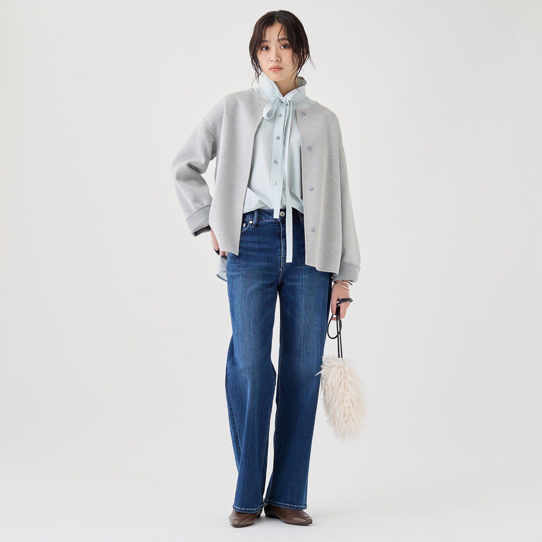 INDIVI「【褒められデニム】ワイドストレート デニムパンツ」|デニム|