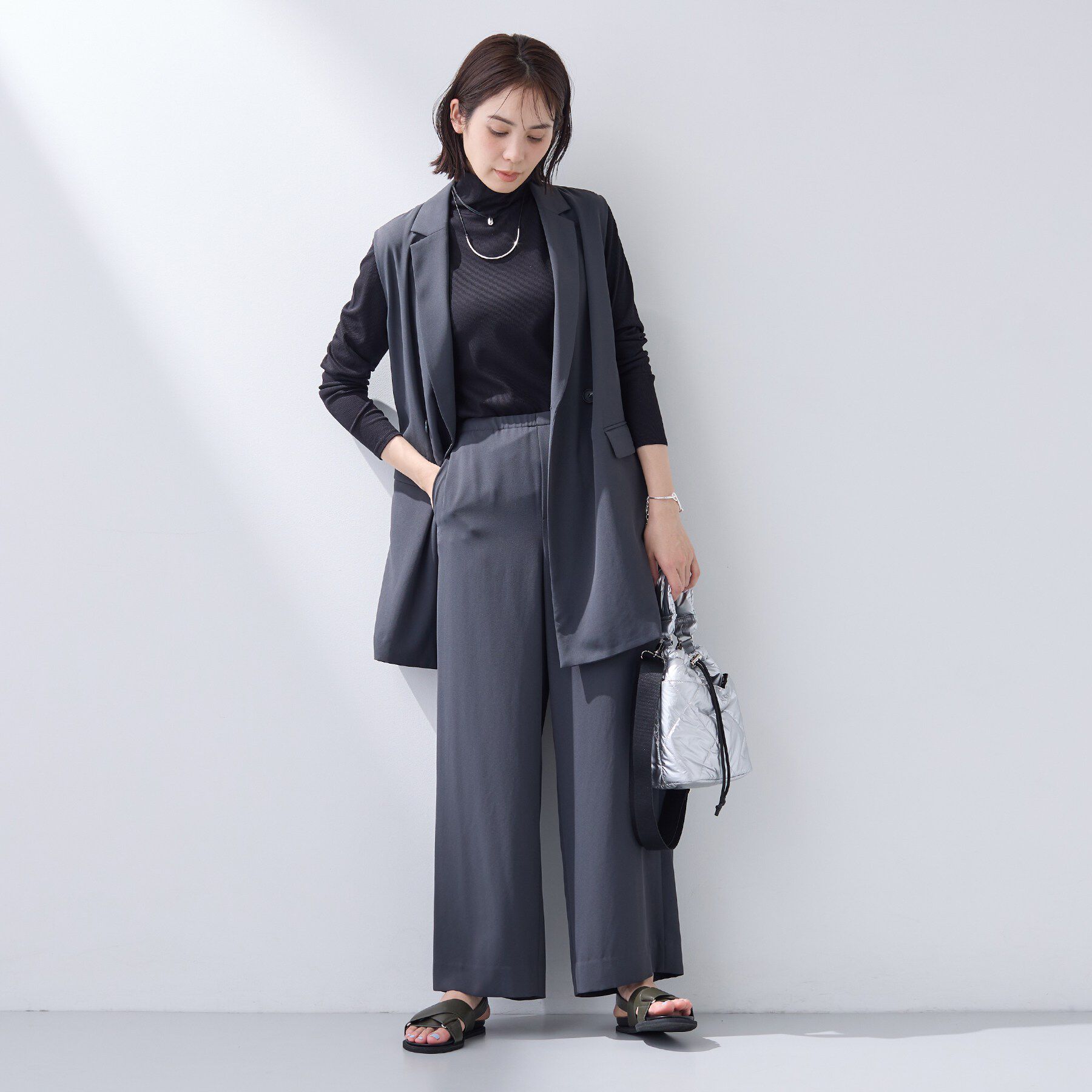 INDIVI「【インナーとして使える／通気性◎】テレコジャージトップス」|Tシャツ・カットソー|