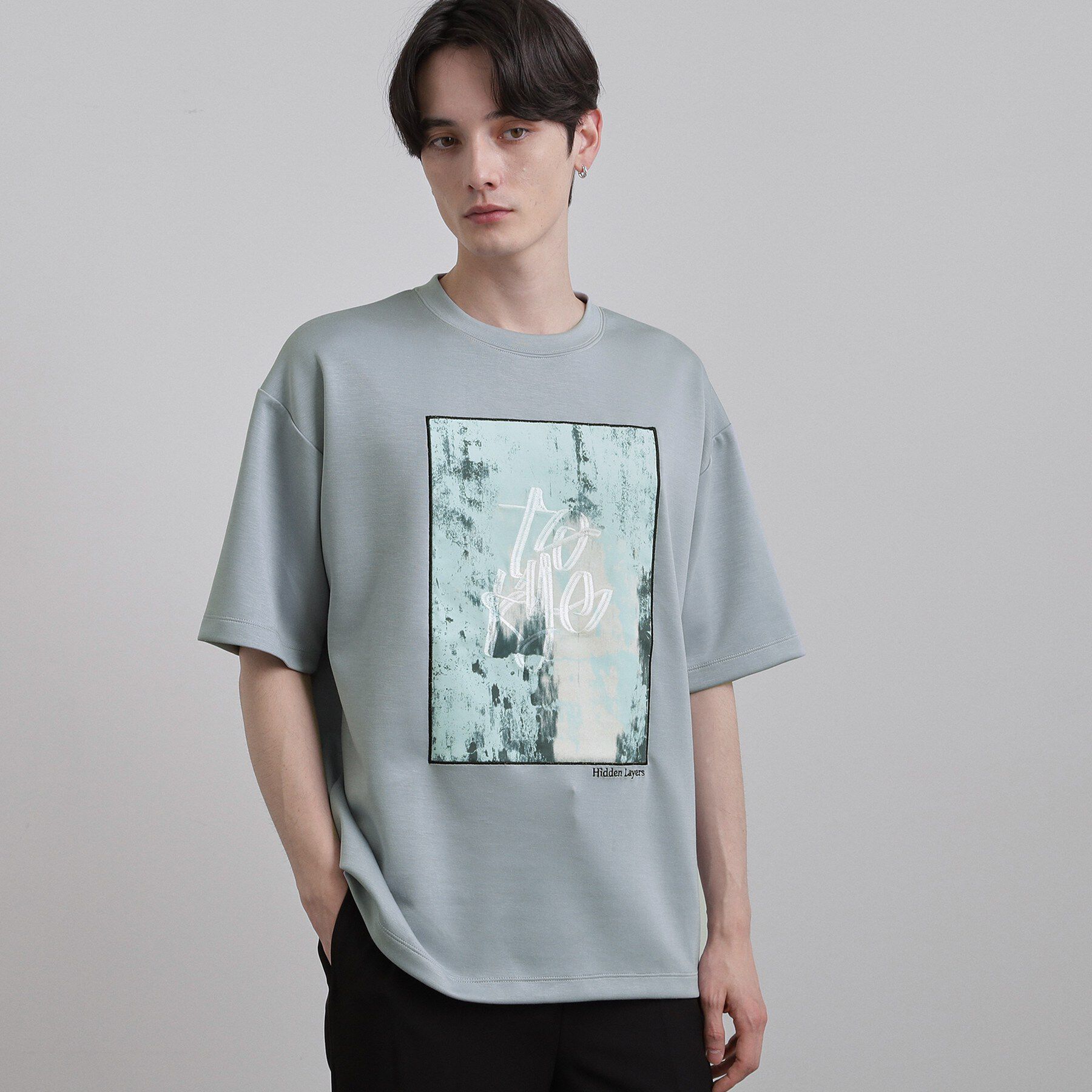 tk.TAKEO KIKUCHI「コンシールドエンブロTシャツ」|Tシャツ・カットソー|ブルー(091)