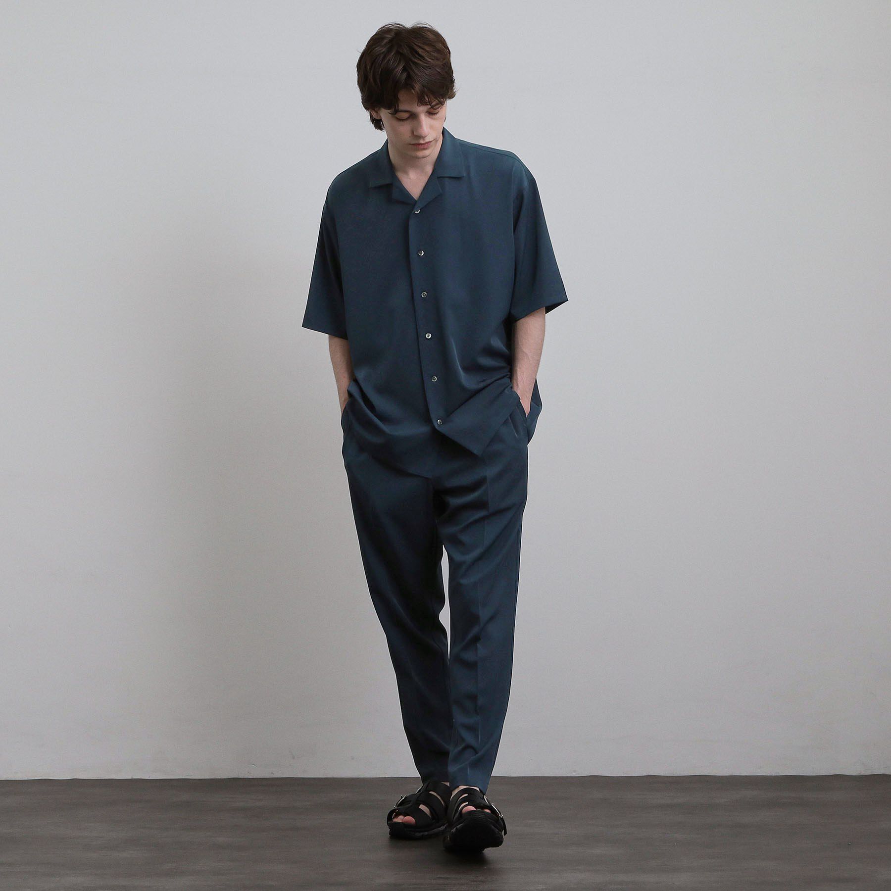tk.TAKEO KIKUCHI「【暑い夏に最適！】ルーズトロミシャツセットアップ/上下2点セット/接触冷感/ストレッチ/洗える/オー」|スーツ|ブルーグリーン(09