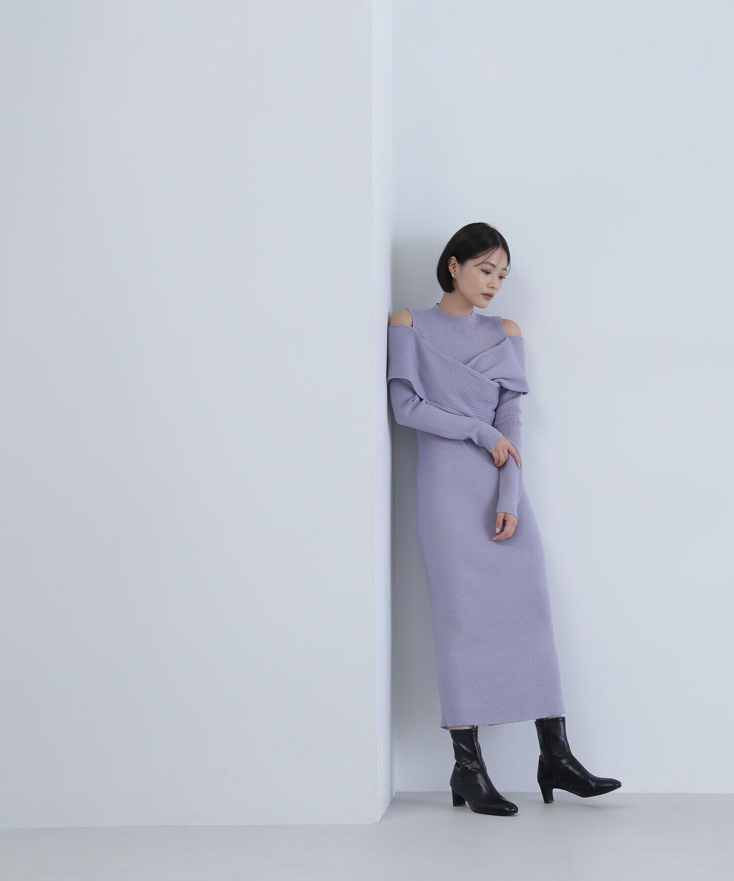  「オフショルレイヤードニットワンピース」|ワンピース|