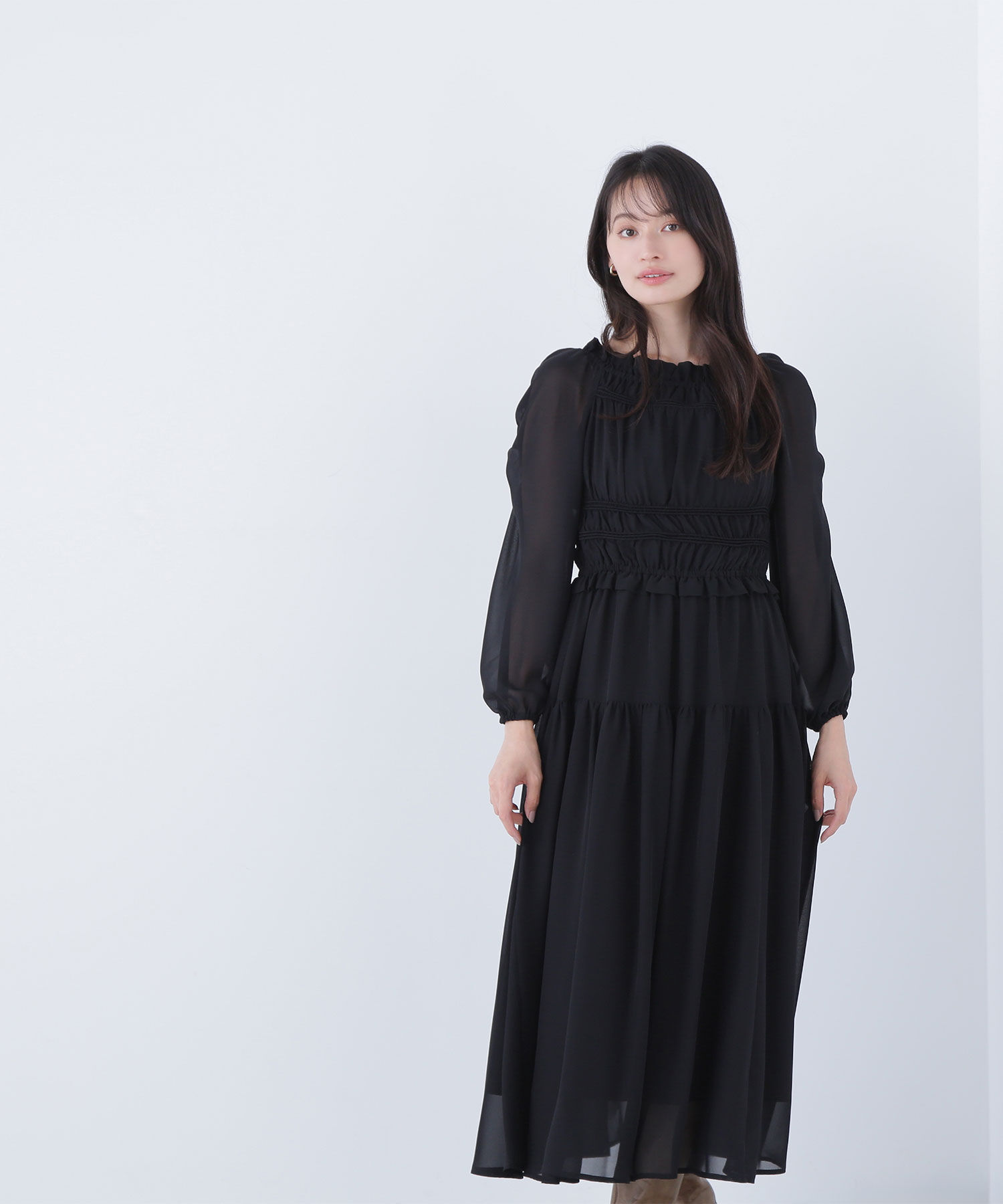  「シャーリングシアーワンピース＊」|ワンピース|