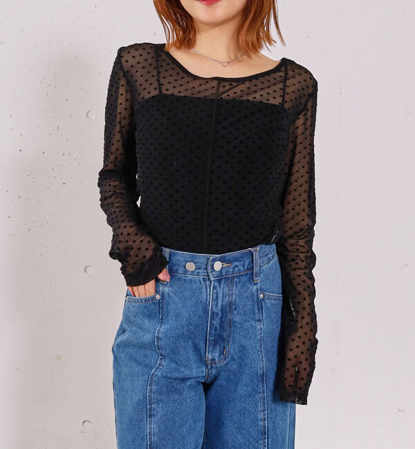 archives「フロッキーハートチュールクルーネックＴＯＰＳ」|Tシャツ・カットソー|