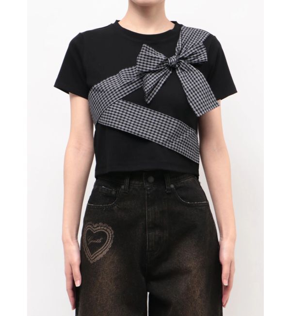 EMODA「リボンテープTシャツ」|Tシャツ・カットソー|ブラック