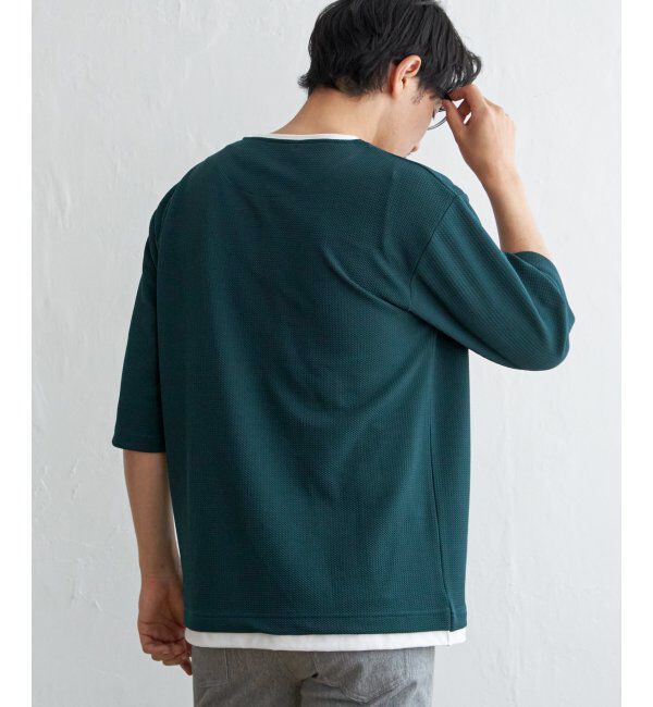 ikka「キーネックレイヤード7分袖Tシャツ」|Tシャツ・カットソー|