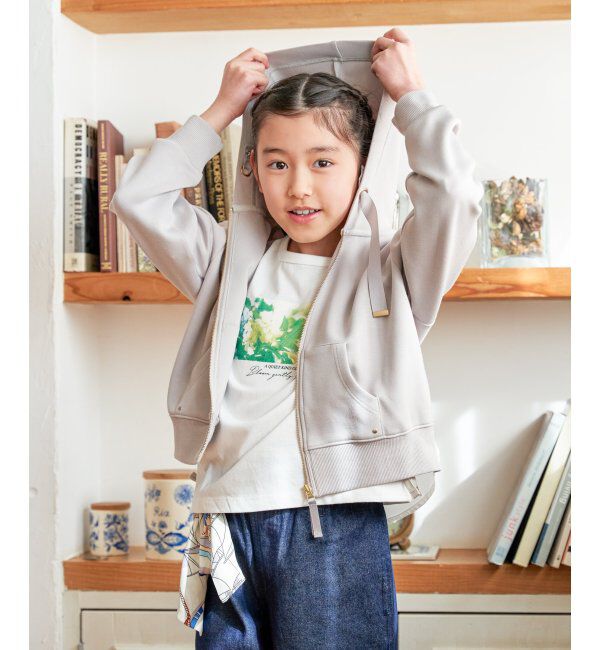 ikka kids「ダンボール裾レイヤージップパーカー（120~160cm）」|Tシャツ・カットソー|