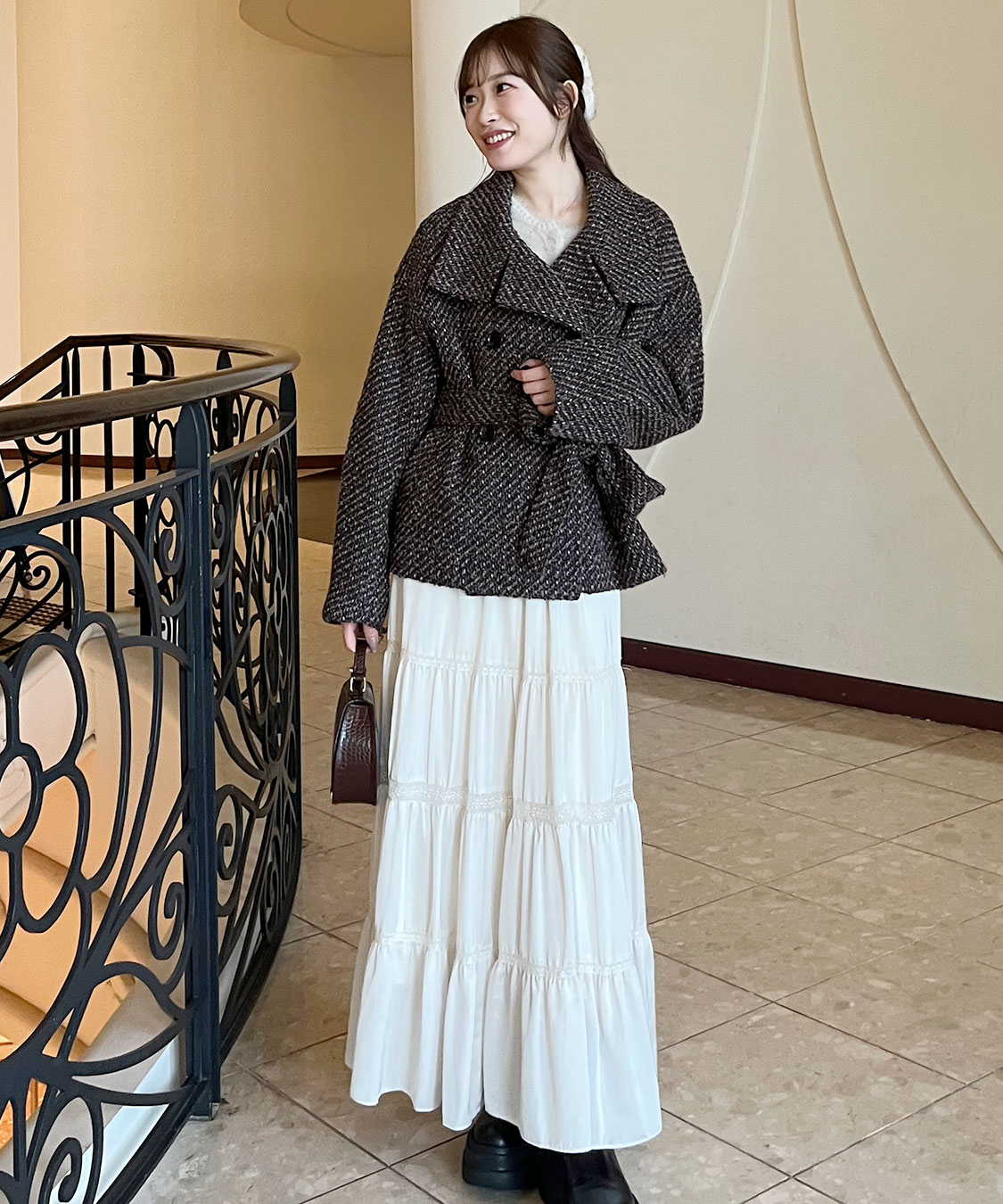 レース切替ティアードサテンスカート（COCO DEAL）｜ルミネの